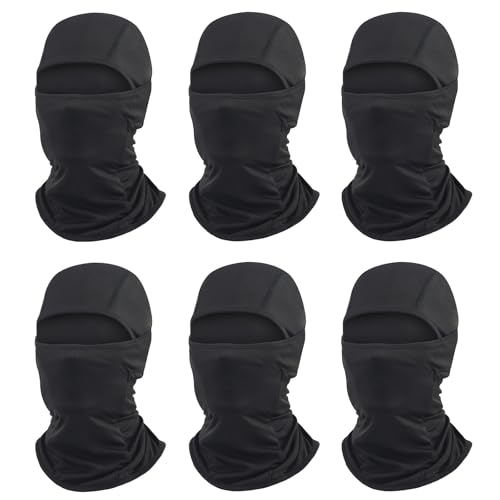 Cmonie 6 Packs Ski Mask Sun UV Protection Hood Breathable, Balaclava Face Mask for Men Women - Motorcycle Fish (6Pcs Black M, One size) - Image 1