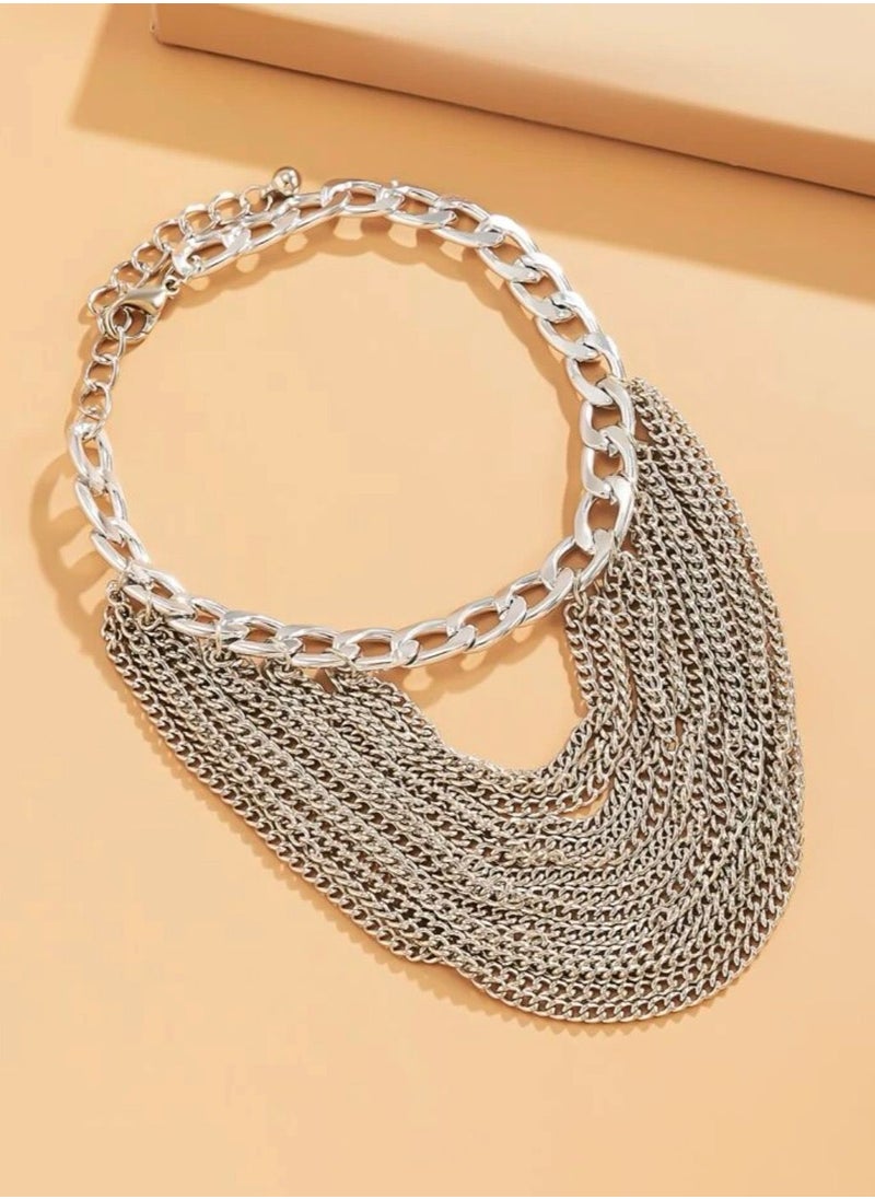 NEW STYLE - 1pc Silver Anklet For High Heel Shoes - Image 1