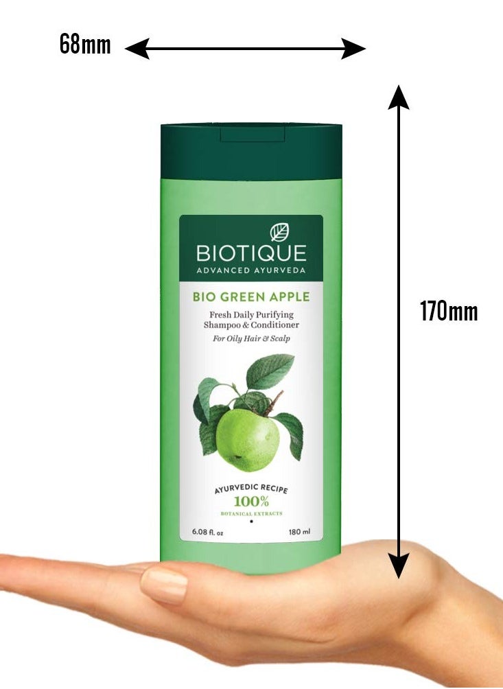 Biotique Bio Green Apple Fresh Daily Purifying Shampoo and Conditioner for Oily Scalp and Hair 180m And Biotique Bio Honey Gel Refreshing Foaming Face Cleanser 120ml