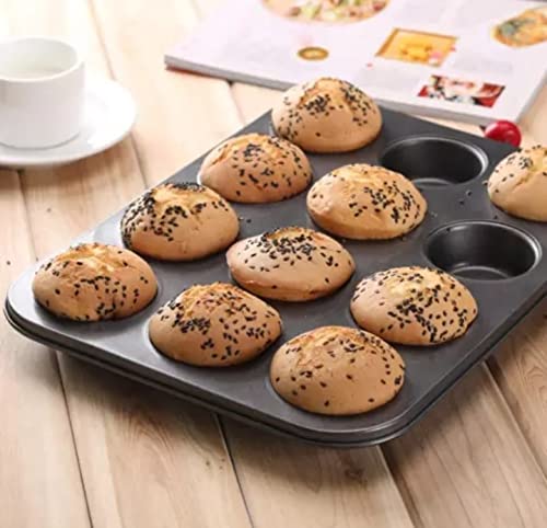 SHOAIB 12-Slots Square and Round Shape Baking Trays for Brownies, Muffins, Cupcakes, Mini Loaf Pan 2-Pieces Nonstick Baking Tray Combo - Image 4