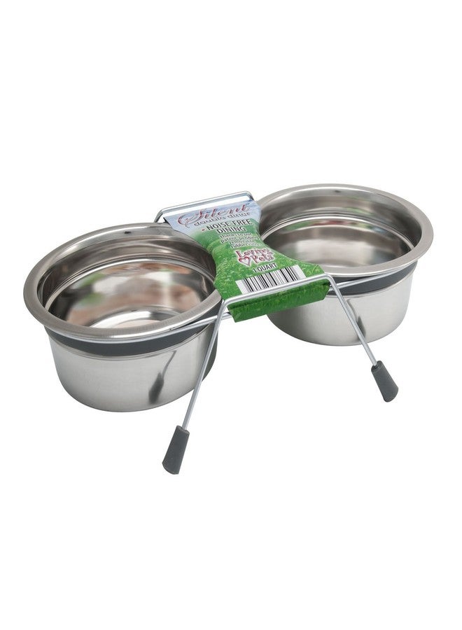 Loving Pets Silent Double Diner Pet Bowl, 1/2-Pint, Grey - Image 4