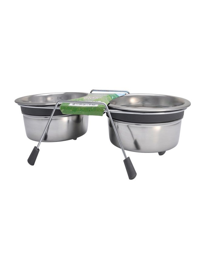 Loving Pets Silent Double Diner Pet Bowl, 1/2-Pint, Grey - Image 1