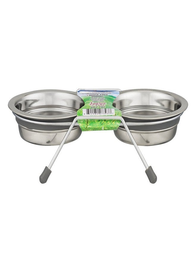 Loving Pets Silent Double Diner Pet Bowl, 1/2-Pint, Grey - Image 3