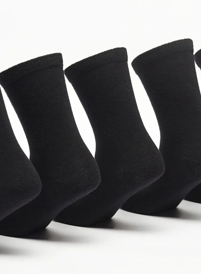 جونيورز Solid Crew Length Socks - Set of 5