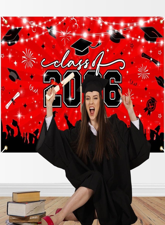 Mocsicka Class of 2026 Graduation Backdrop Banner Red Black 2026 Congrats Grad Banner Congratulations Class of 2026 Graduation Decorations Background Photo Booth Props 70.8 x 43.3 Inch (Red) - Image 3