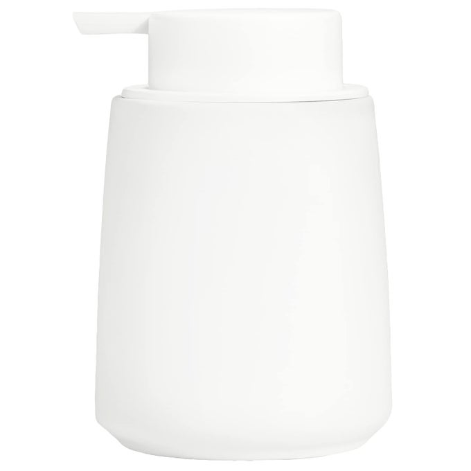 12OZ WHITE SOAP DISPENSER MODERN CERAMIC LOTION HAND SOAP DISPENSER WITH EASYTOPRESS WHITE PUMP REUSABLE AND REFILLABLE LIQUID DISH SOAP DISPENSER FOR BATHROOM KITCHEN RUBBER PAINT