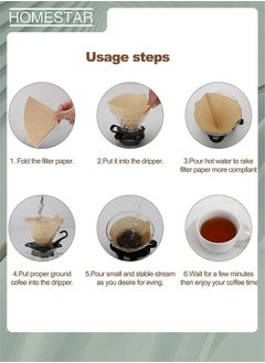HOMESTAR 100 PCS Disposable Coffee Paper Filters, Coffee Filters Cone Unbleached Disposable Coffee Filters, Cone Paper Fits for Drip and Compatible with Pour Over Coffee Maker  - Image 4