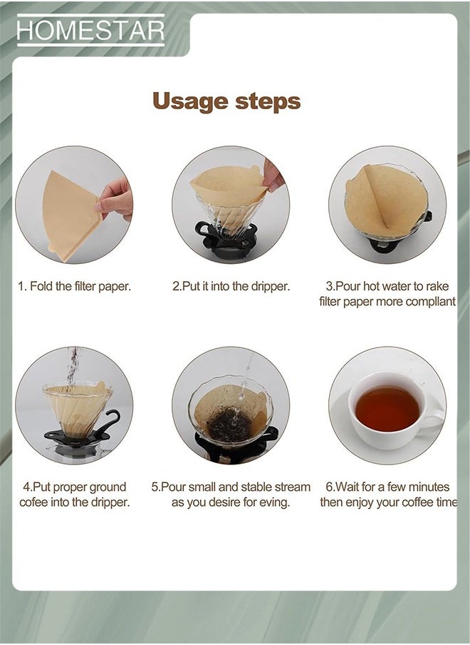 HOMESTAR - 100 PCS Disposable Coffee Paper Filters, Coffee Filters Cone Unbleached Disposable Coffee Filters, Cone Paper Fits for Drip and Compatible with Pour Over Coffee Maker - Image 1