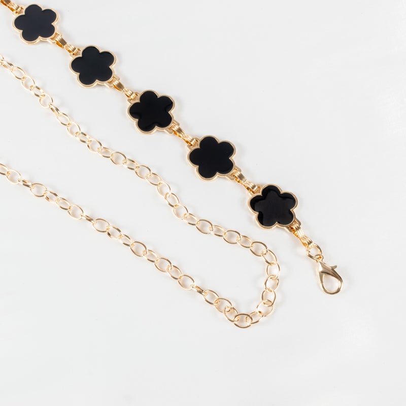 ذا بلاك بيرل اكسسوريز حزام معدن حريمي ذهبي دبل فيس - Image 2