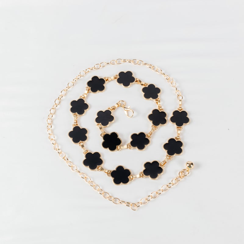 ذا بلاك بيرل اكسسوريز حزام معدن حريمي ذهبي دبل فيس - Image 1