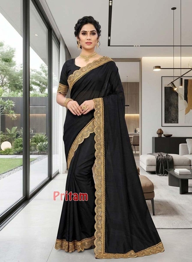 Pritam Embroidery Codding Siquance Jari Lace Border Saree Bridal Dupatta Lehenga, Anarkali, DIY, Bag And Craftwork (EMB-04), Gold - Image 2
