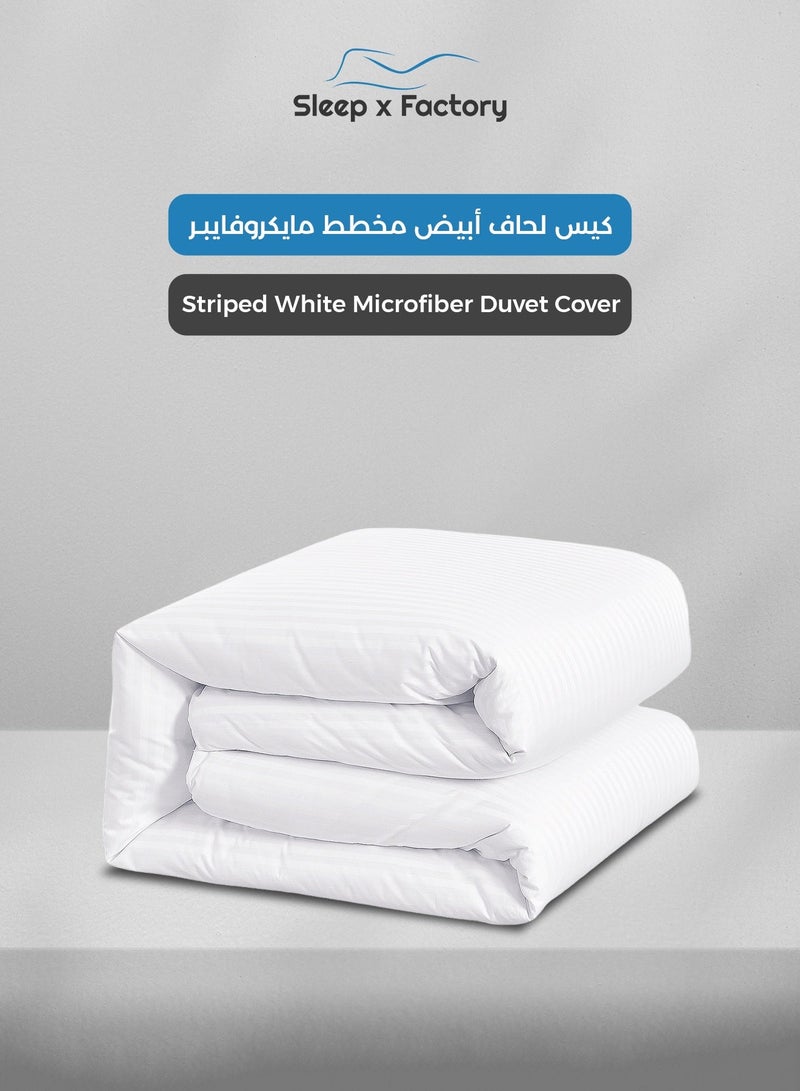 Sleep x Factory Luxury Hotel Style White Comforter Set, Fits 200 x 200 cm Double Size Bed, 7 Pcs Soft Microfiber, Stripe Design, Premium Collection - Image 3