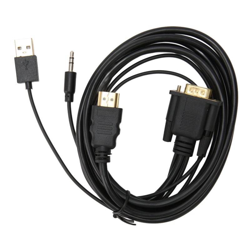 VGA to HD Multimedia Interface Adapter 1080P Video Converter Cable with Sound and Power Supply for Laptop PC Monitor 5.9ft - Image 1