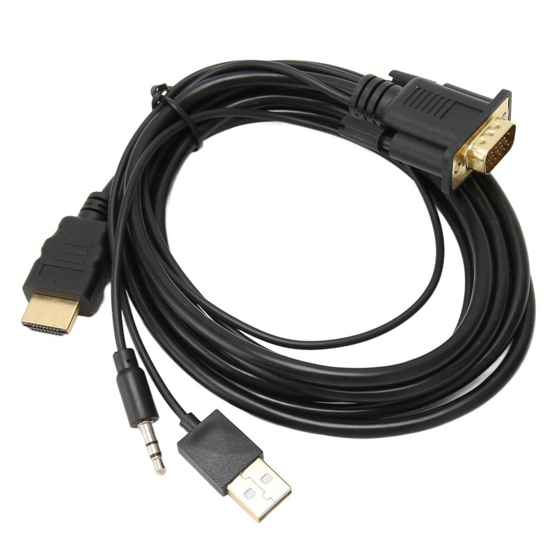 VGA to HD Multimedia Interface Adapter 1080P Video Converter Cable with Sound and Power Supply for Laptop PC Monitor 5.9ft - Image 5