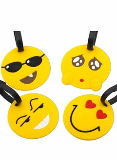 واي آند دي Luggage Tag with Name ID Card, 4Pcs Cute Face Suitcase Labels for Women Men Perfect to Quickly Spot  - Image 2