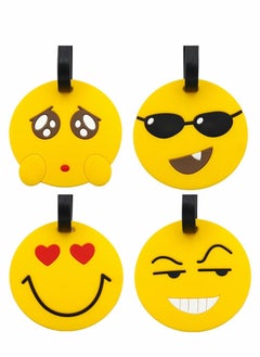 واي آند دي Luggage Tag with Name ID Card, 4Pcs Cute Face Suitcase Labels for Women Men Perfect to Quickly Spot  - Image 1
