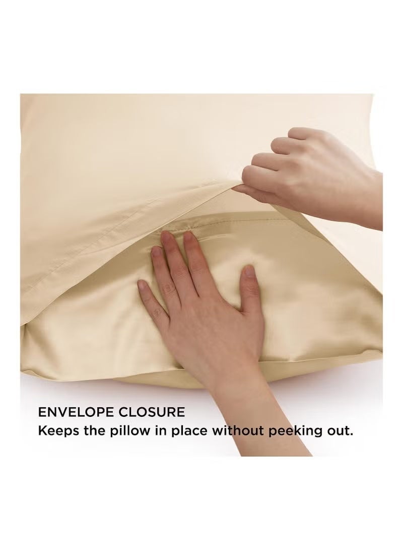Ucanbe Silky Satin Pillowcases for Hair and Skin – Champagne Gold, Queen Size 76×51 cm (20×29 Inches), Envelope Closure, 2-Pack - Image 4