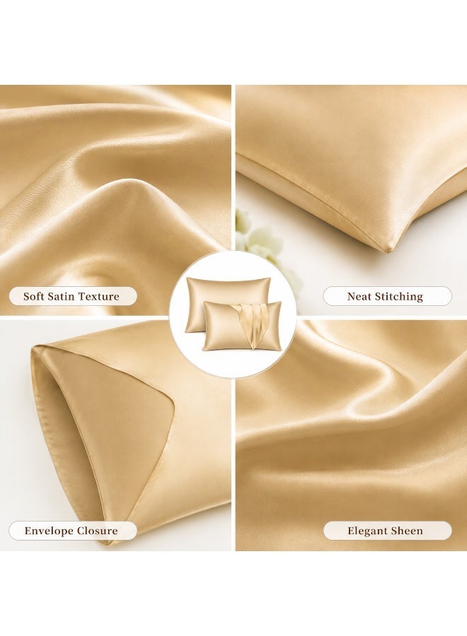 Ucanbe Silky Satin Pillowcases for Hair and Skin – Champagne Gold, Queen Size 76×51 cm (20×29 Inches), Envelope Closure, 2-Pack - Image 5