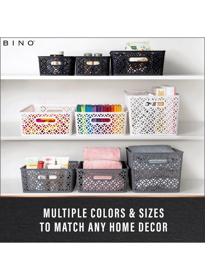 BINO l Plastic Storage Baskets, Large - Black | THE BLOSSOM COLLECTION l Multi-Use Organizer Bin l Built-in Handles l Plastic Woven Basket for Organizing l Pantry & Home Organizing Basket - Image 5
