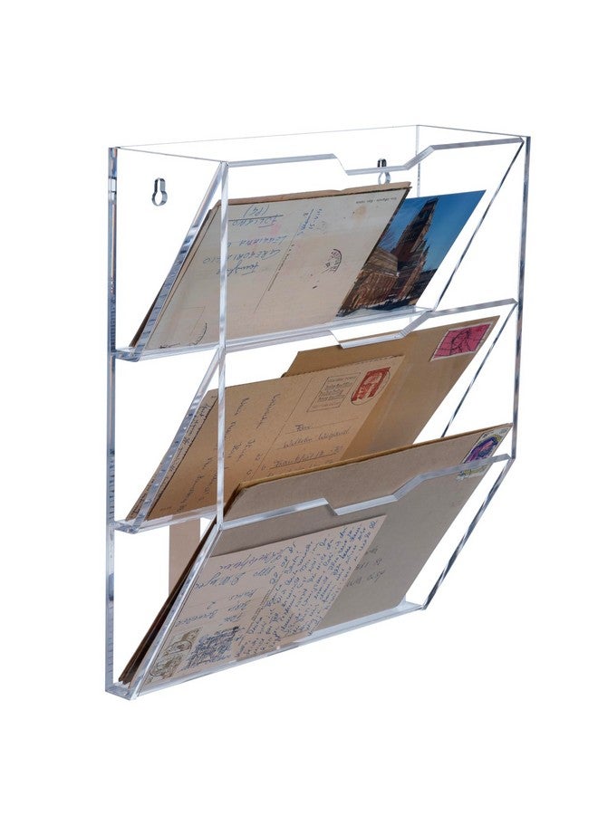 MyGift Wall Mounted 3 Tier Clear Premium Acrylic Letter Rack Mail Organizer Office And Entryway Bills Postcards Brochure Holder Vertical Storage Rack - Image 1
