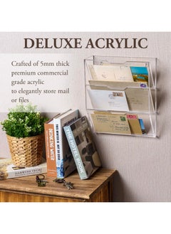 MyGift Wall Mounted 3 Tier Clear Premium Acrylic Letter Rack Mail Organizer Office And Entryway Bills Postcards Brochure Holder Vertical Storage Rack  - Image 3