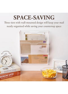 MyGift Wall Mounted 3 Tier Clear Premium Acrylic Letter Rack Mail Organizer Office And Entryway Bills Postcards Brochure Holder Vertical Storage Rack  - Image 2