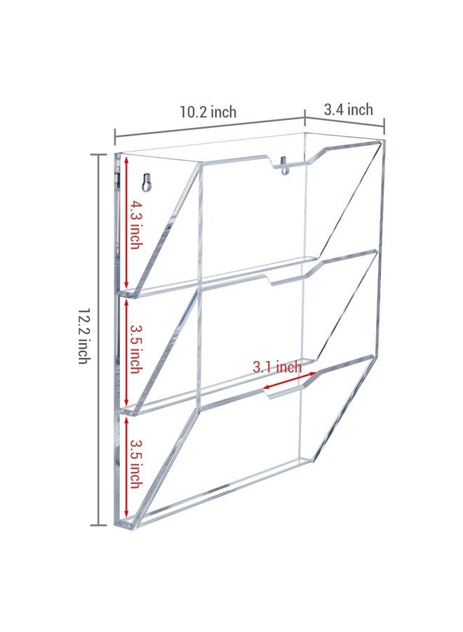 MyGift Wall Mounted 3 Tier Clear Premium Acrylic Letter Rack Mail Organizer Office And Entryway Bills Postcards Brochure Holder Vertical Storage Rack - Image 5