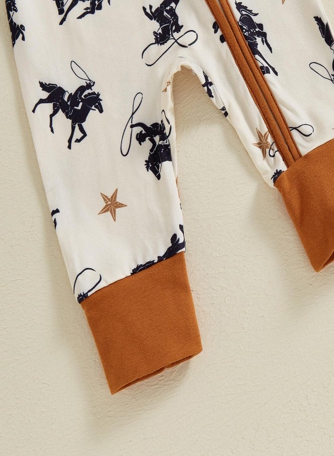 Mieeyali Western Baby Boy Clothes Cowboy Baby Outfit Infant Knight Print One-piece Jumpsuit Newborn Fall Winter Romper (Apricot, 0-3 Months) - Image 5