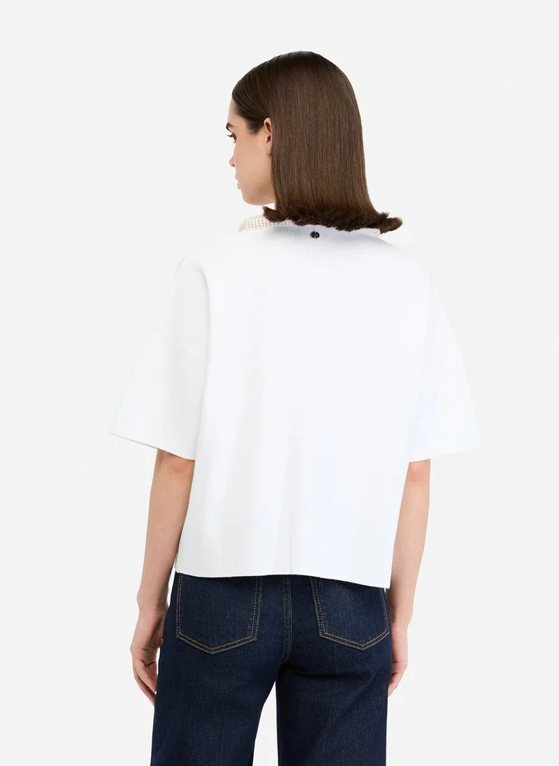 ليو جو كنزة بياقة عريضة