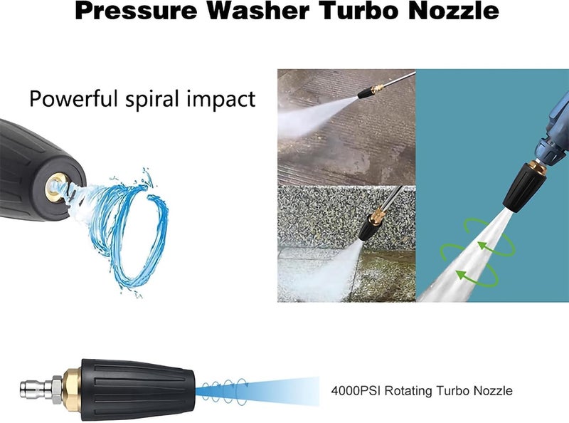 KASTWAVE High Pressure Turbo Nozzle & Pressure Washer Tips Kit, 4000 PSI 4.0 GPM, 5 Spray Tips (0°, 15°, 25°, 40°, 65°) Universal Fit Replacement Nozzles for Power Washers, Durable Black - Image 5