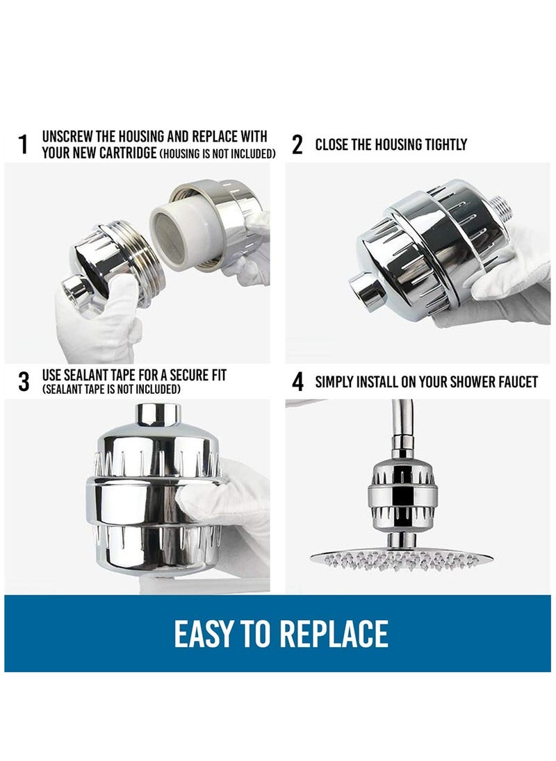 SYOSI - 15 Stage Shower Filter Replacement Cartridge, Shower Filter for Hard Water, 4 Pack High Output Universal Replacement Filter Cartridge, Remove Chlorine Heavy Metals and Other Sediments - Image 1