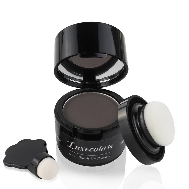 Luxecolors Root Touch Up Powder for Thinning Hair Concealer - Gray Coverage and Eyebrow Powder, Bald Spot Cover Up for Women (Dark Brown) - Image 1