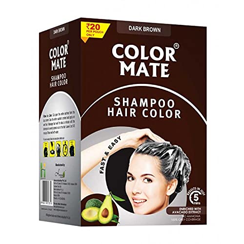 COLOR MATE Shampoo Hair Color (Dark Brown), 1 Count - Image 4