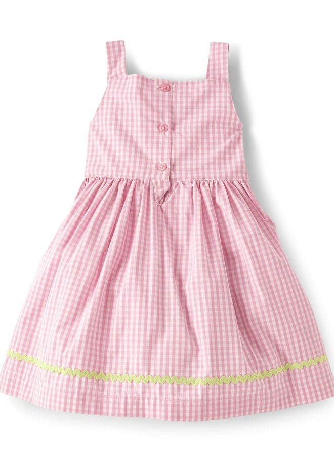 GYMBOREE girls And Toddler Embroidered Sleeveless Dress, Pink Bunnies, 3 Years - Image 3