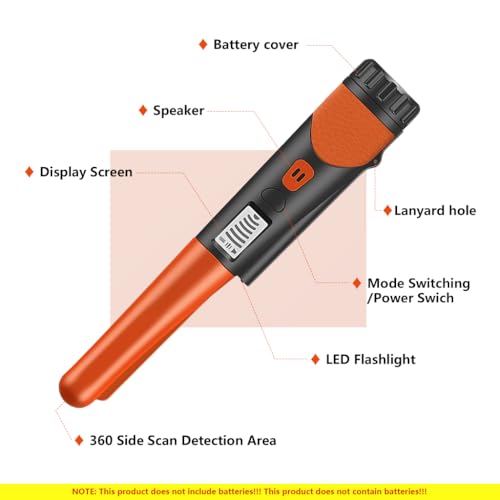 Serplex® Hand Metal Detector High Sensitivity Handheld Metal Detector with LCD Screen and Belt Holster 360° Search Probe Finds Gold Coin Silver Jewelry Waterproof Pinpointer (Battery NOT Included) - Image 3