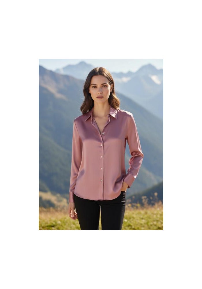 amswan Women's  Premium Regular Fit Solid Satin shirt - Image 1