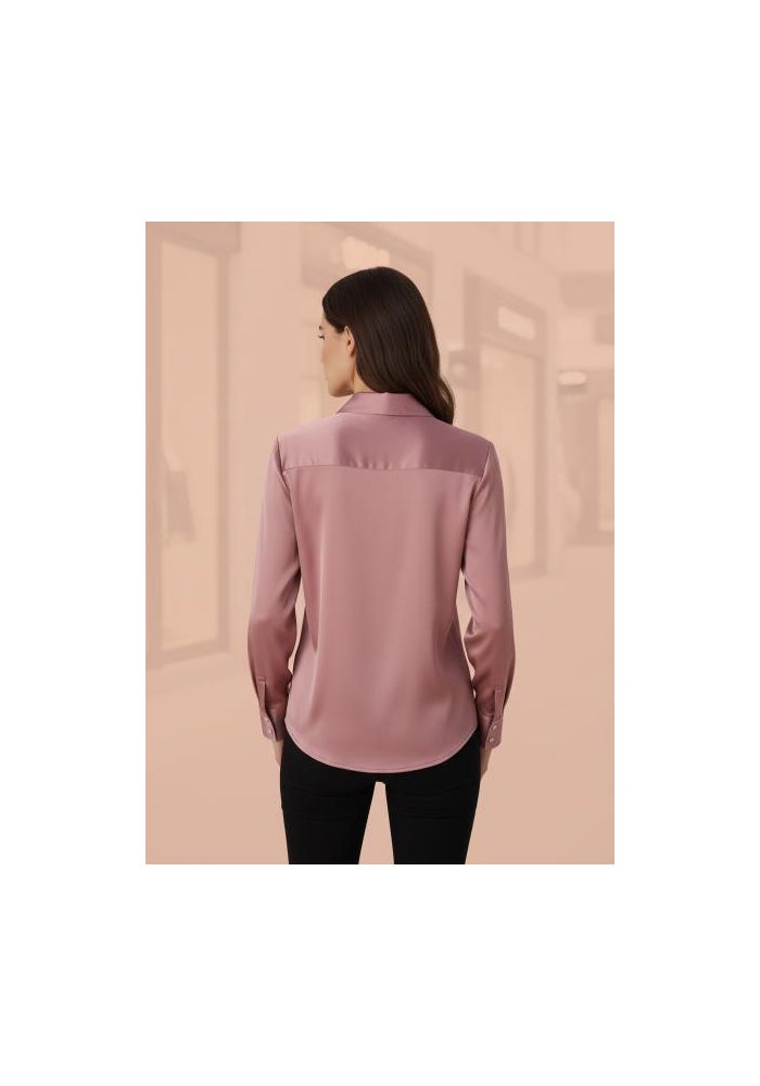 amswan Women's  Premium Regular Fit Solid Satin shirt - Image 4