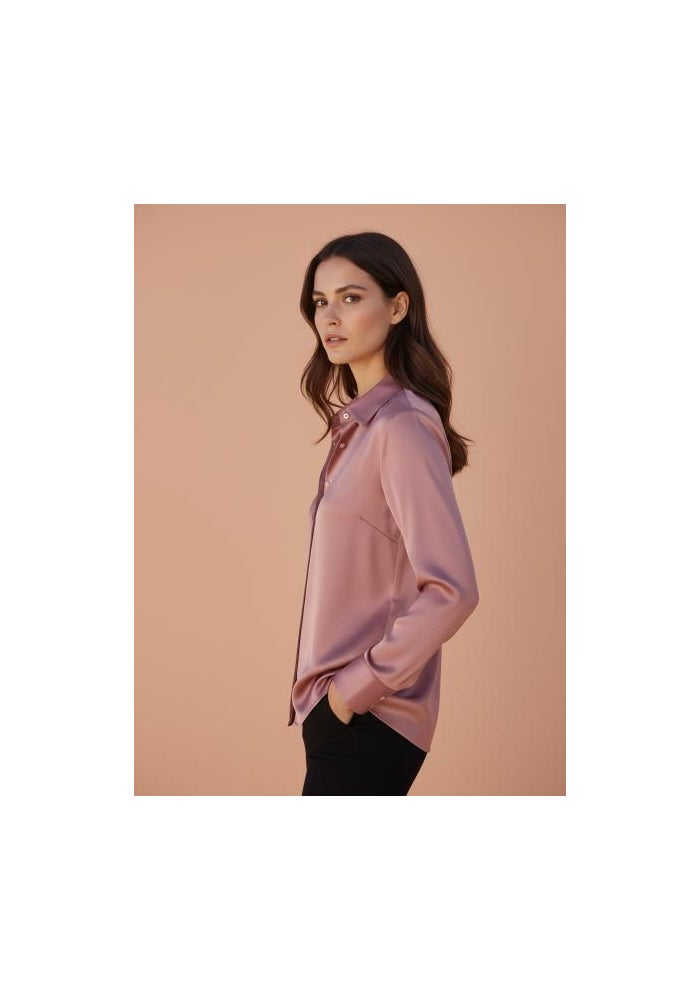 amswan Women's  Premium Regular Fit Solid Satin shirt - Image 3