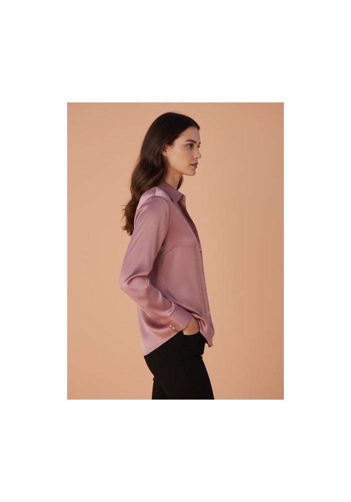 amswan Women's  Premium Regular Fit Solid Satin shirt - Image 2