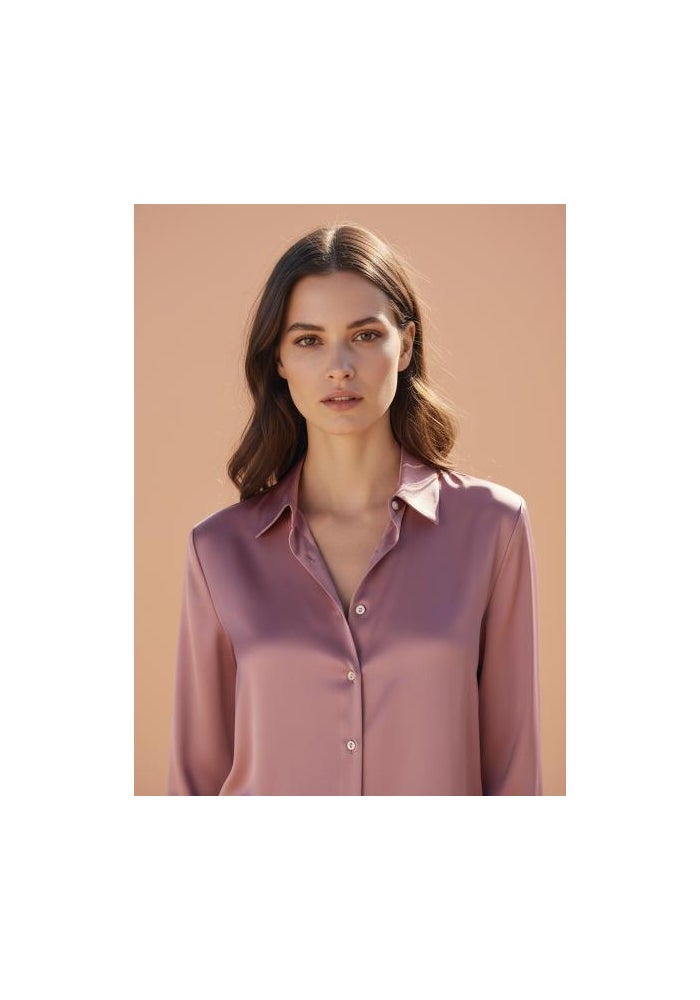 amswan Women's  Premium Regular Fit Solid Satin shirt - Image 5