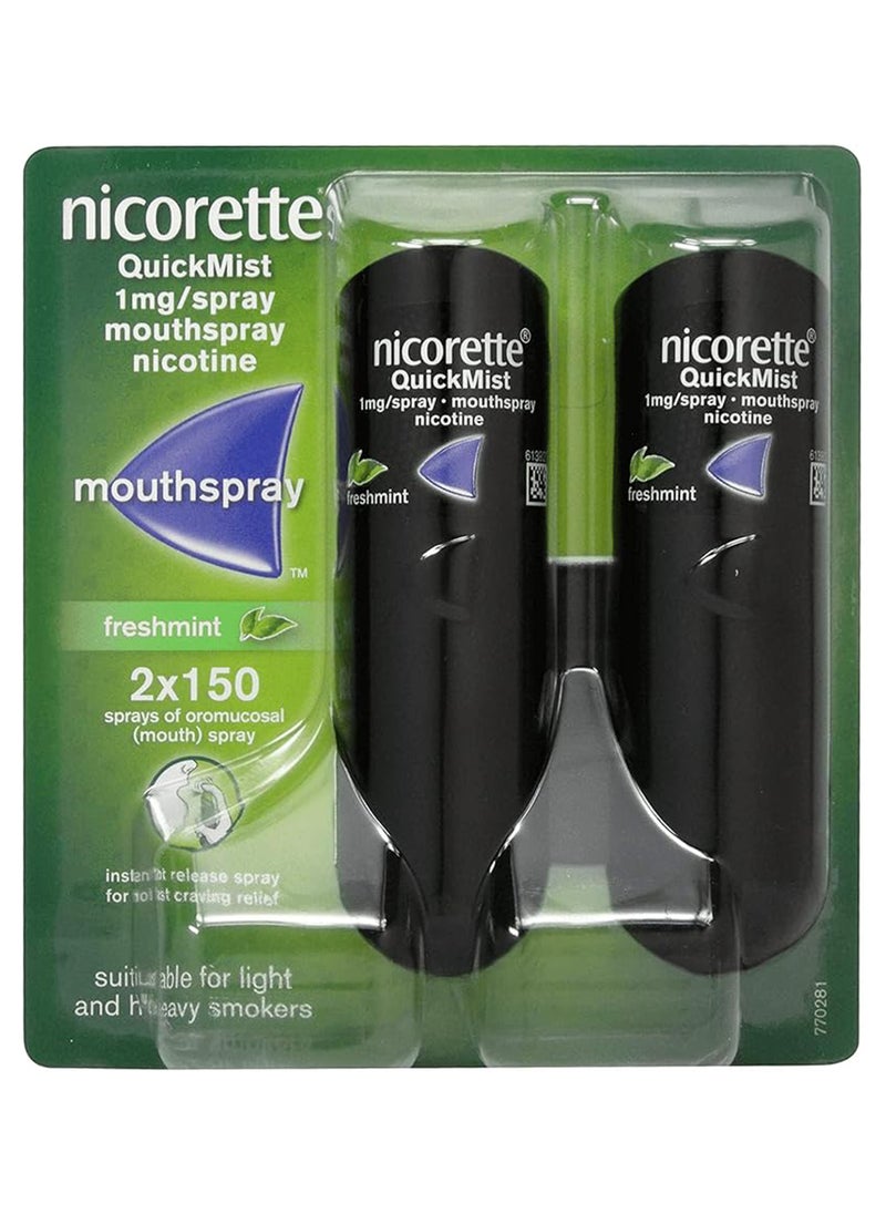 nicorette Quickmist Mouth Spray, Freshmint - 2 x 150 Sprays  - Image 1