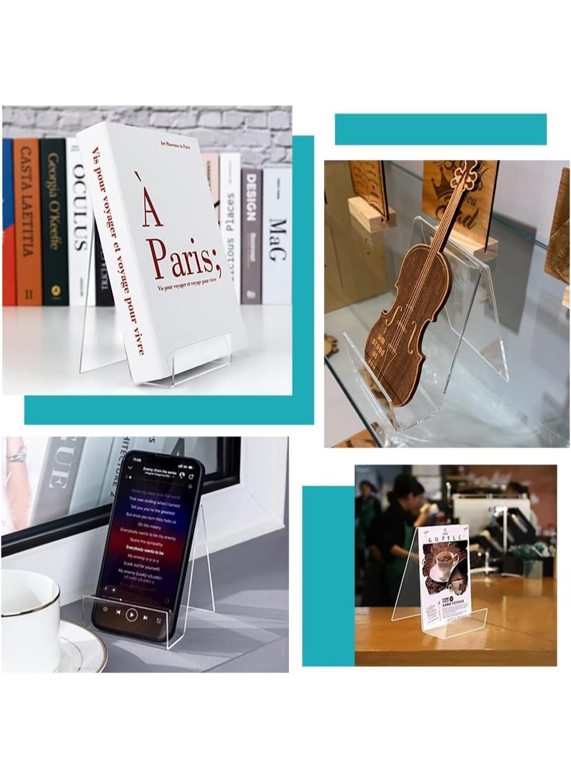 بتيمفم مجموعة من 6 حوامل عرض شفافة من الأكريليك، متينة للكتب والصور والأجهزة اللوحية وحوامل الرسم مع حافة، حوامل شفافة متعددة الأغراض (7.5 × 9 × 10.5 سم) - Image 5