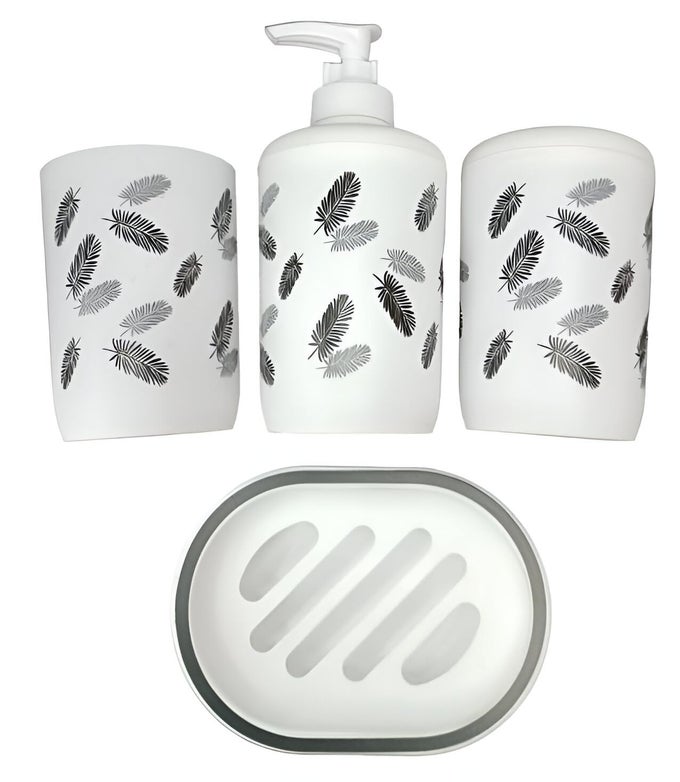 BATHROOM ACCESSORIES SET VANITY HOLDER LOTION SOAP DISPENSER BATHROOM ACCESSORY SET COUNTERTOP VANITY ORGANIZER 1SET OF 4PCS