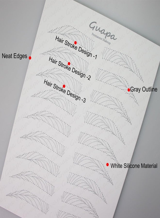 Guapa 3pcs Advanced Hair Stroke Patterns Silicone Permanent Makeup Practice Skin Latex Skin for Microblading Practice for Realistic Results (9 Pairs Hairstrokes Skin) - Image 2