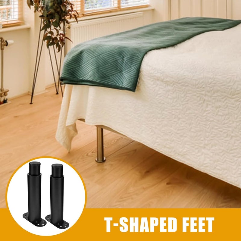 2pcs Adjustable Bed Frame Legs and Center Support Steel Furniture Feet 15-27cm Height Adjustable Heavy Duty Bed Frame Riser with Screws and Eva Pads - Image 5