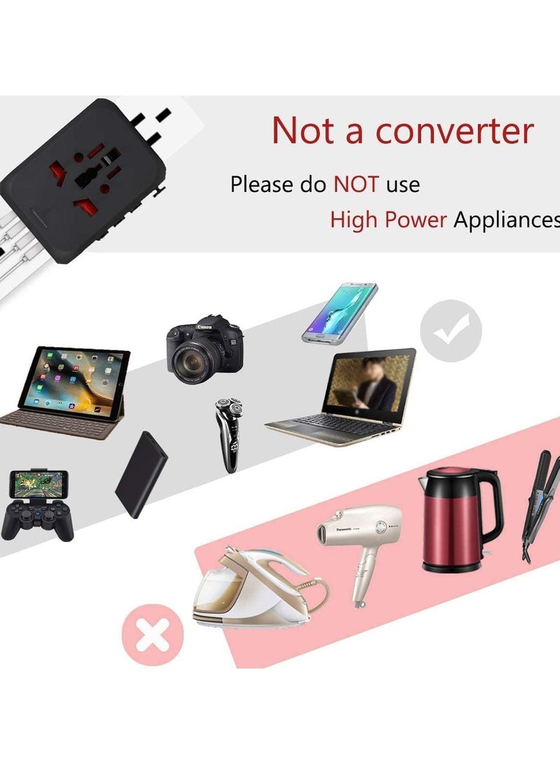 Universal Travel Adapter Plug with 3 USB & 1 Type-C Port,Fast Wall Plug Adapter Socket with UK/EU/AU/US Plugs,Multiport Charger Plug Converter - Image 4