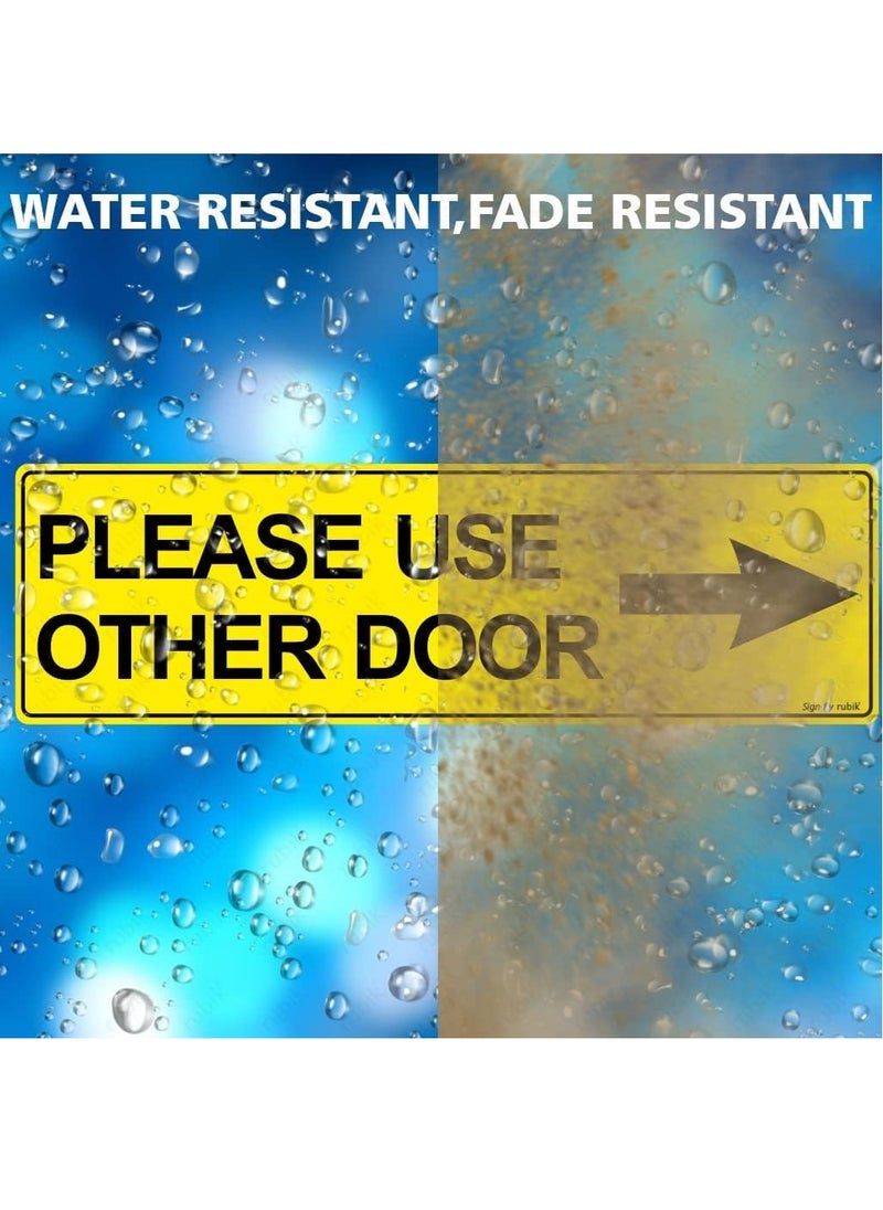Rubik 2-Pack Please Use Other Door Self Adhesive Signs, Removable Weather Resistant Reflective Long Lasting Vinyl Decal Stickers 23x7cm (Yellow/Black)  - Image 5
