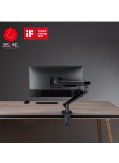 AFTERWORK AFTERWORK Snap Premium Single Monitor Arm - Aluminum Spring-Assisted, USB Ports, Quick-Release VESA, 180° Rotation Stop, and Cable Management (Grey)  - Image 3
