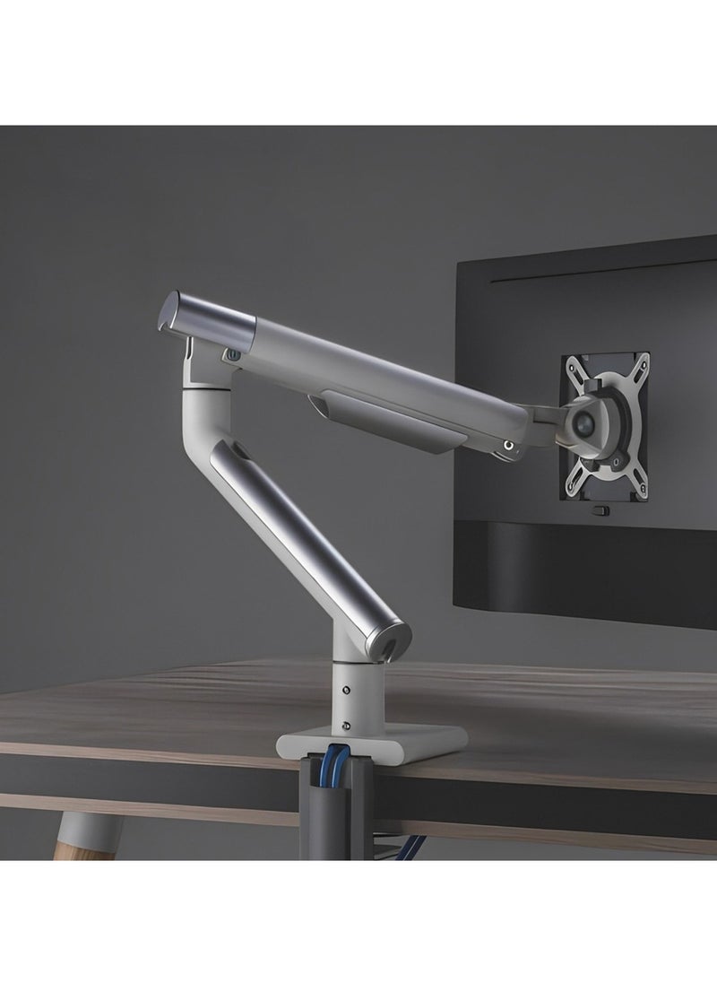 AFTERWORK AFTERWORK Snap Premium Single Monitor Arm - Aluminum Spring-Assisted, USB Ports, Quick-Release VESA, 180° Rotation Stop, and Cable Management (Grey)  - Image 5