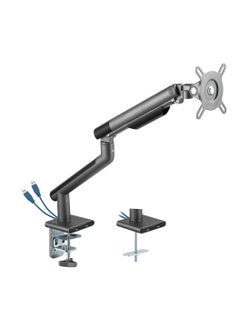AFTERWORK AFTERWORK Snap Premium Single Monitor Arm - Aluminum Spring-Assisted, USB Ports, Quick-Release VESA, 180° Rotation Stop, and Cable Management (Grey)  - Image 1